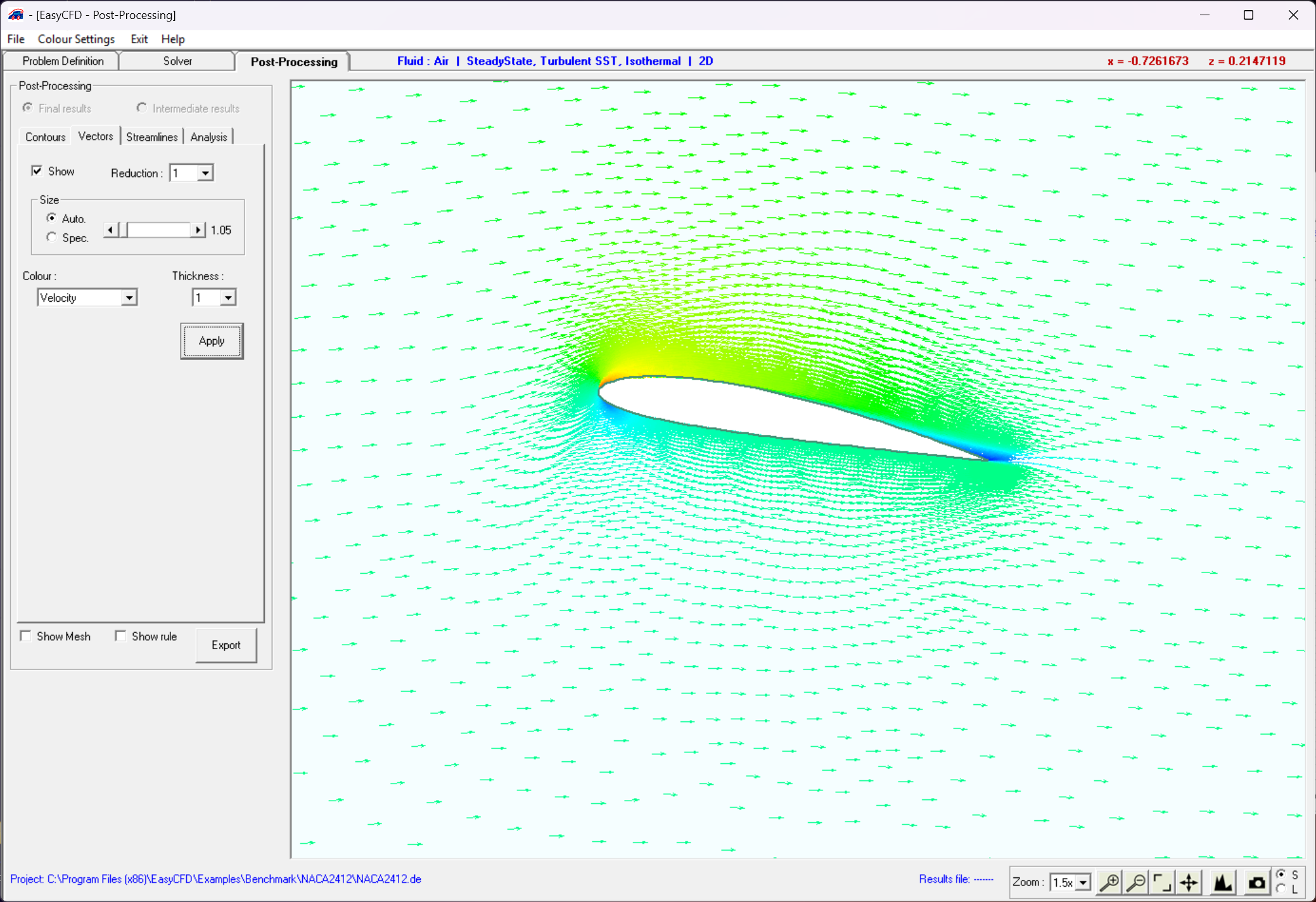 Velocity vector display